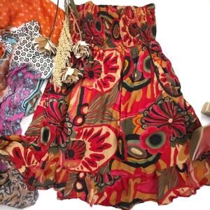 Speed Control Floral Red and Green Women's Pocketed Strapless Dress Sz 2x